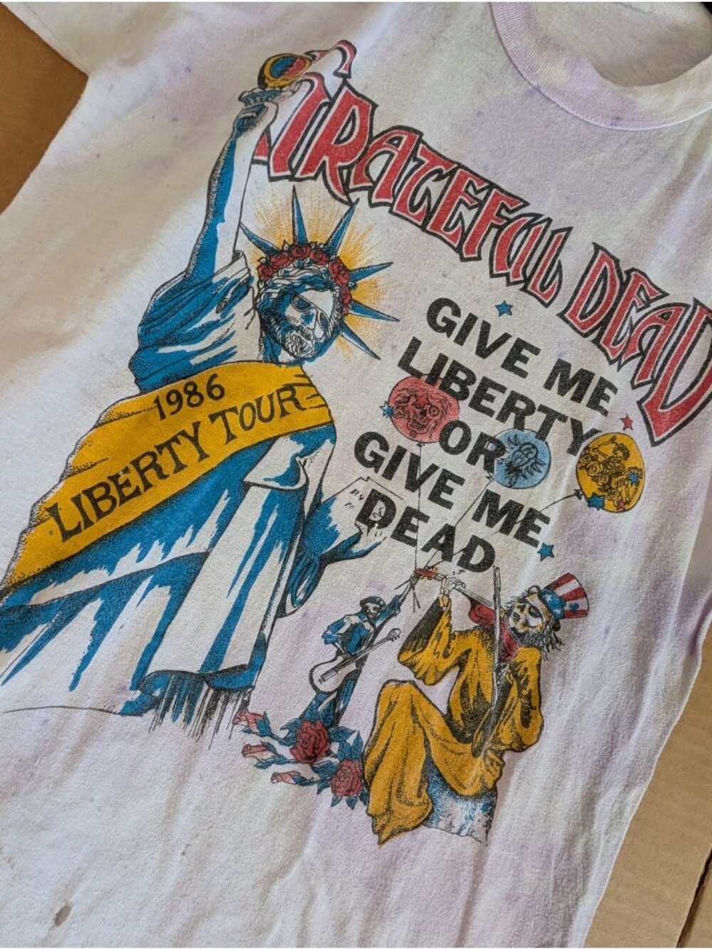 RARE Vintage Grateful Dead 1986 LIBERTY Tour T-Shirt BOB DYLAN TOM PETTY JERRY M - Picture 11 of 16
